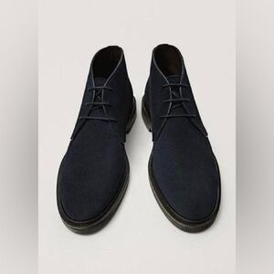 Massimo Dutti navy blue suede lace-up oxford boots Size 44(11)